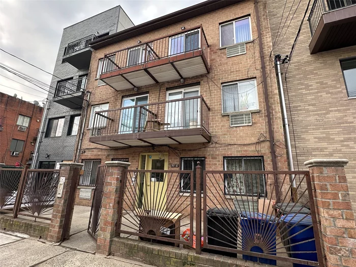 Duplex with high ceilings, 2 bedroom 1.5 baths,  front and back with walk out balcony, Lots of closets for storage. Total interior about 1200 ft.&#178; Few minutes walk to Bus Q58 to flushing and subway.