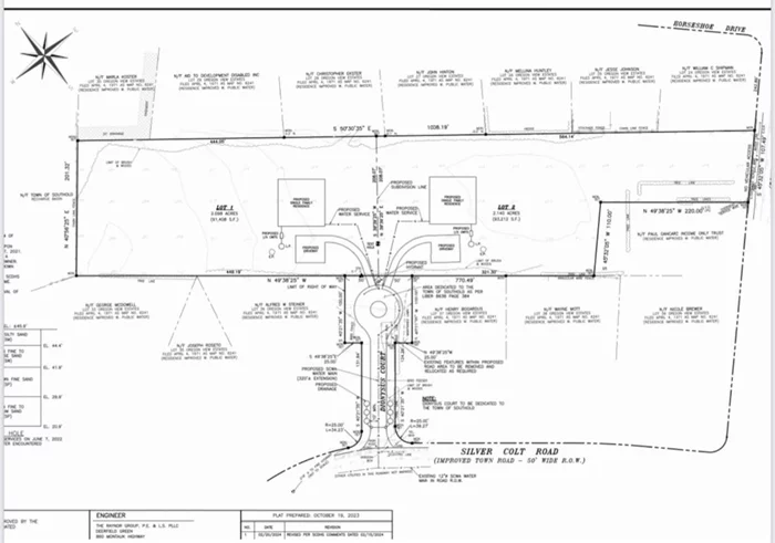 2 lots- 2.09 & 2.14 acres subdivided conditional of a new roadway to be constructed by the approved final plat submitted to the planning board of the Town of Southold.