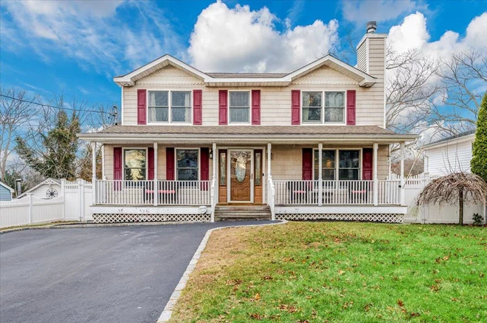 Beautiful newer built colonial home with 3 bedrooms on the upper level and 1 bedroom conveniently located on the main level that could be used as an office/guest/hobby room - tons of curb appeal, hardwood flooring throughout, open concept white kitchen with stainless steel and quartz counters, and wood burning fireplace in the living room. Cathedral ceiling entry with sweeping staircase, tons of storage/closets, and overhead lighting found throughout. Full unfinished lower level has tons of potential with extended height ceilings, w/d, utilities, and storage. Hook up for w/d on upper level. Fenced yard with expansive entertaining deck and sprinkler system. PRIVATE BEACH ACCESS WITH PURCHASE OF ANNUAL PARKING PASS. Excellent location right across the street from the bus stop, near shopping, dining, & local beaches. Less than 10 miles to Stony Brook University!