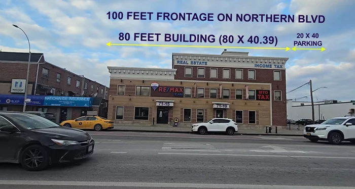 FOR SALE or LEASE: 7, 720 Sq.Ft Prime Location Corner 3 Story modern Office Building with parking and elevator. Building has Central air and heat. We&rsquo;re ideal for any type of commercial office use. Medical, any professional office, corporate, Non-for-profit, etc all could benefit from 100 feet signage frontage and 50, 000 daily vehicle in front of our building. Many of our neighbors are National rated tenants. We&rsquo;re situated a few blocks from 5 different neighborhoods, and walking distance to the 74th Street/Roosevelt Ave express subway. We&rsquo;re also located near Brooklyn/Queens Expressway, Grand Central Pkwy, 15 minutes to Manhattan, and near LaGuardia Airport. Buildings such as these do not appear on the market often. There&rsquo;s a huge demand.