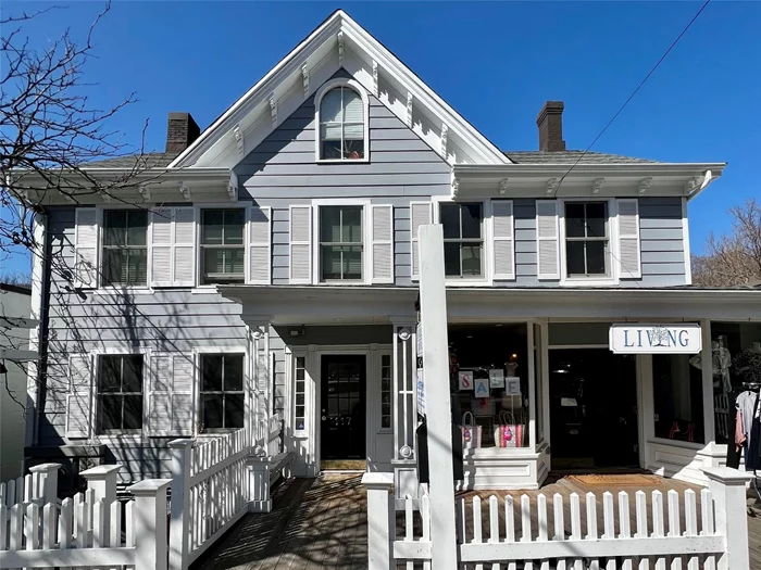 Rare opportunity! Street level storefront available in the heart of Cold Spring Harbor. Front right side of building features impressive street presence including two large bay windows. Recently redone composite decking leads to entrance and offers ample gathering/display space. Currently being used for clothing sales, space includes built-ins and interior access to second floor storage/office space. Located across from free municipal parking lot plus street parking, nearby post office and restaurants, waterfront park, and heavy weekend foot traffic.