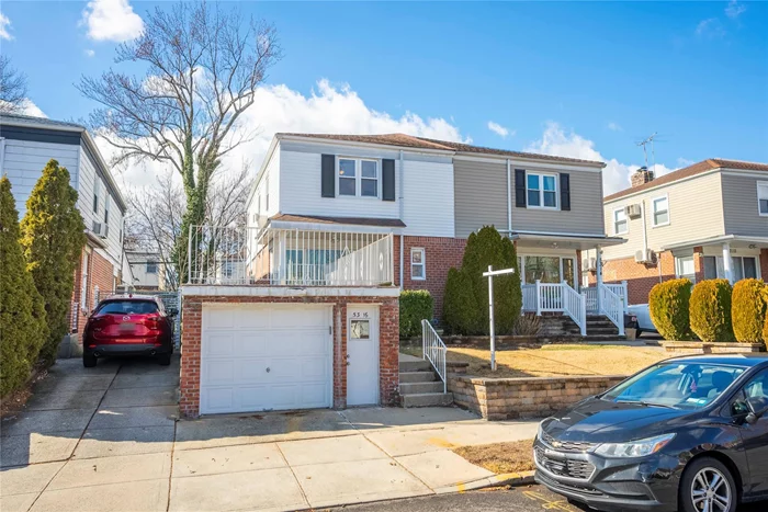 Nestled in the heart of Bayside, this charming 3-bedroom, 1.5-bath semi-detached home sits on a spacious 2, 700 sq. ft. The first floor features living room, a well-appointed kitchen, a dining area, and a half bath, while the second floor boasts three generously sized bedrooms and a full bath. A fully finished basement provides additional living space, and the attached one-car garage adds practicality. Located in top-rated School District 26, this home is close to shopping, dining, and public transportation (Q27, Q31, and Q30), making it a fantastic opportunity in a prime location.