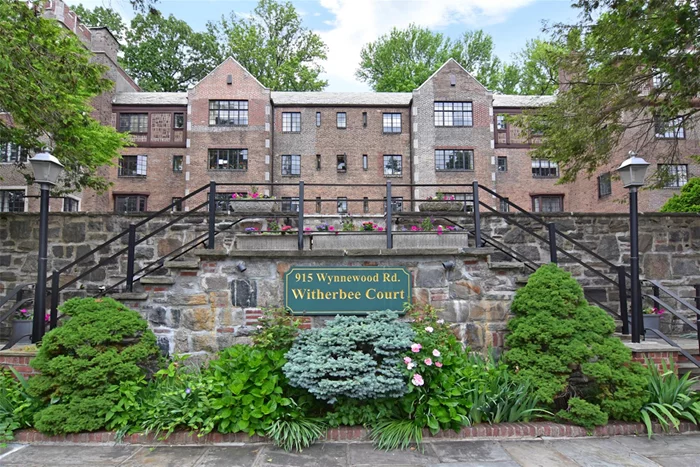 Starting out or retiring? This lovely unit is located in the coveted pre-war building, Witherbee Court. It features a spectacular 24ft living room with a wood burning fireplace, 2 bedrooms, renovated kitchen, and new Jack & Jill bathroom. Lots of windows overlooking the PCC golf course, and new Hunter Douglass blinds. The building has a large terrace with a fountain and sitting areas, and a backyard with benches, barbeques, and a garden. It comes with 2 outdoor parking spaces, a storage unit, and common laundry. Easy access to highways, trains, buses, and airports. Award-winning schools. HOA includes heat, water, and exterior maintenance. Assessment $290.72/month ending 8/30/2025, and fuel surcharge $80 ending 8/30/2025.