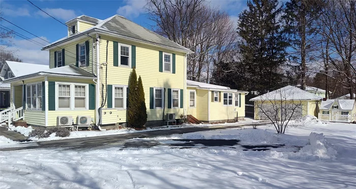 This charming 1935 Sears & Roebuck home, nestled on a spacious 0.29-acre lot in the heart of Rhinebeck Village, blends classic character with modern flexibility. As a legal two-family property, it offers great potential for rental income, a private in-law suite, or extra space for your familyâ€™s needs.The main house features warm oak hardwood floors throughout, enhancing the inviting living room, dining room, and bright kitchen. A sunroom off the living area provides a serene spot to enjoy natural light all year long. Upstairs, the expanded primary bedroom (originally two rooms) offers ample space, complemented by a second bedroom and a full bathroom.At the rear of the house, a private one-bedroom apartment with its own entrance offers two spacious rooms, two full bathrooms, and the same oak hardwood floors throughoutâ€”perfect for guests, tenants, or extended family.The home is equipped with mini-split systems for cooling and oil-fired hot water heating for year-round comfort. A hardwired generator ensures power during outages, providing peace of mind. Outside, a private deck, two-car garage, and tool shed provide plenty of storage.Located just a short stroll from Rhinebeckâ€™s shops, restaurants, and historic charm, this property offers the best of village living. Donâ€™t miss this rare chance to own a piece of Rhinebeck history with endless possibilities!