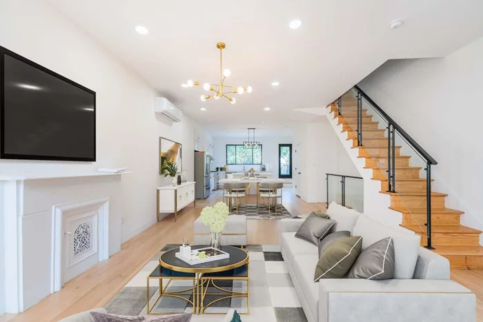 This luxury gut-renovated 2-family home in the heart of Bushwick offers a perfect blend of high-end finishes, modern design, and thoughtful details. The legal 2-family layout consists of a 1-bedroom, 1-bathroom unit on the ground floor with direct access to a private backyard, while the upper duplex (2nd & 3rd floors) features 4 bedrooms and 3 bathrooms with a private deck. The second floor boasts a spacious living room, formal dining area, high-end kitchen with marble countertops, and a half bath, while the third floor includes three bedrooms and two full baths, including a primary suite with an upgraded Italian-material bathroom. Throughout the home, you&rsquo;ll find hardwood floors, newly replaced double-pane windows, glass high-grade handrails, and high ceilings that enhance the open, airy feel. The finished basement adds flexibility for extra storage or recreational use. Conveniently located on Van Buren St., this home is near top dining spots like Santa Panza, Whiskers Bakery, and Ornithology Jazz Club, as well as local parks with playgrounds and basketball courts. Easy access to the J/M trains and LIRR makes commuting effortless.