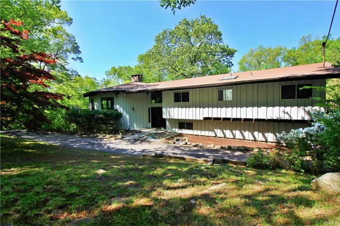 3/5/18 Accepted Offer! Inspections done but please continue to show!!!!!1This unique Mid Century Modern tucked away on 4.16 private acres with in ground pool and 4100 square feet of comfortable living space. First floor offers a fabulous great room with wood burning fireplace and resplendent with 360 degrees of windows on nature&rsquo;s splendor, eat in kitchen, laundry room, office or guest room, Master bedroom with a deck to enjoy your views, master bath, walk in cedar closet.  Lower level offers 2 bedrooms, large family room with fireplace, sliders to yard, bonus room and garage access.  This home is located on a quiet cut-de-sac with mature landscaping and just waiting for the right person to make it home. Star Savings $1413