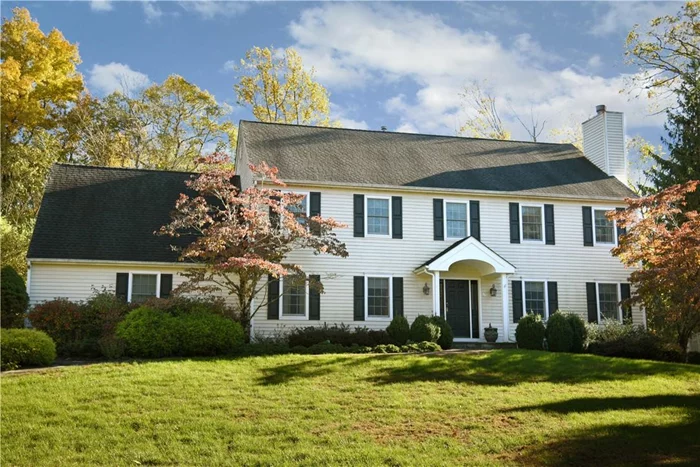 Spacious, grand colonial at sought after Cortlandt Estates. You are welcomed into this wonderful home through the center hall foyer. Formal living room with gas fireplace, formal dining room leads to spacious kitchen accented with center island. Kitchen opens to sun filled family room with skylights, cathedral ceilings, built in entertainment cabinet & wood burning fireplace. French doors from family room to den customized with built in cabinets. Powder room on main level. Patio & gazebo accessed from kitchen. Main level is accented with crown molding. The upper level features master bedroom suite with trey ceiling, walk in closet, & spacious sun filled master bath with whirlpool tub & shower. Three additional large bedrooms & full bathroom. The fifth bedroom features a private full bathroom. Finished lower level with finished & unfinished storage, & laundry (no co). Level, wooded .62 acres with gazebo, patio, koi pond & incredible landscaping on cul-de-sac. An great value!