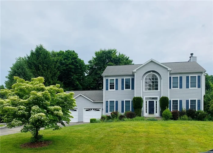 Wonderful 4 Bedroom, 2 & 1/2 bath Center Hall Colonial built in 1998 on a quiet cul-de-sac. Beautiful Hardwood Floors throughout. Cathedral Vaulted Ceilings. Eat-In Kitchen & Dining Room w Sliding Glass Doors that open to a Patio Area & expansive 3/4 Acre with an abundance of Natural Plantings and Treesk & an enclosed garden bed.Master bedroom contains a Master Bath with jacuzzi. Central Air, Fireplace, Two Car Attached Garage, Security System & Full Unfinished Basement with Great Possibilities! Taxes do not include Star rebate