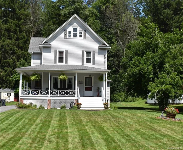 Inviting wrap around porch welcomes you to this charming, well cared for 2 story, 3bd home.Entry leads to liv rm, formal dining rm, a fully remodeled kitchen (2016) w 2019 range & dishwasher.The convenient mud room exits to rear deck (2019)that overlooks a lev yard w/plenty of room for playing or just relaxing by the waterfall, KOI pond.There&rsquo;s even a 2 car detached garage.Upstairs in this lovely home you will find 3 bd, a spacious FB w/claw foot tub & updated vanity along w/a nice size linen closet.Usable walk up attic has lots of room for storage. Floors mix of Hdwd & tile.C/A.House Roof 7 yrs old.Close to schools, Woodbury Commons, Woodbury Rec, Falkirk Country Club, & major hwys, Great NYC commuter location.