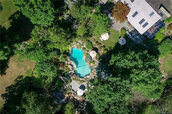Looking down on House and pool