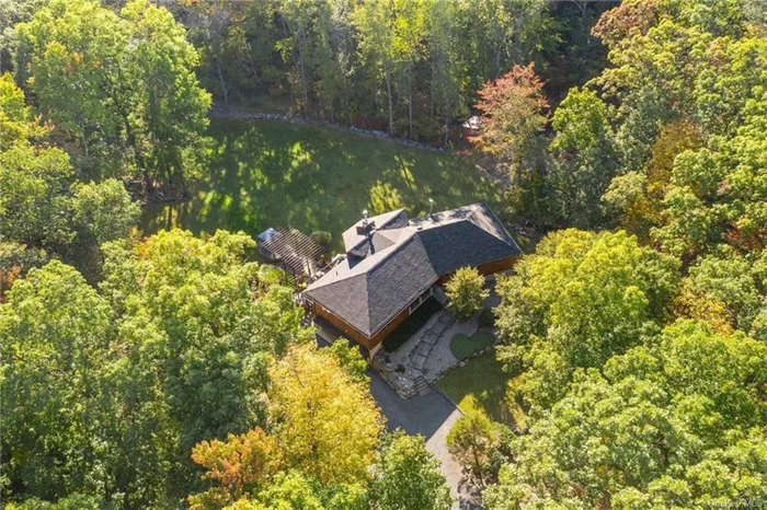 Unique custom home built with the finest craftmanship. Beautifully set on 2.5 acres on a private road in the town of Woodbury. A contemporary style with tranquil living in mind. Featuring a sunken great room with a floor to vaulted ceiling unconventional stone fireplace with vents throughout for additional heating. An open floor plan blends the kitchen, formal dining room, and living space. French doors lead out to an open deck with beautiful grounds. The den is adjacent to the living area. The master, three guest bedrooms, and two full bathrooms share the other side. Downstairs is a handsomely designed entertainment room with a natural slate floor, LED glass block wet bar with granite and built ins, home office and full bath ideal for guests wanting privacy. Outside has a wood fired brick oven, pergola, and perennial herb garden. New roof, two central air zones, central vac. 60 miles to NYC. Monroe Woodbury Schools. 3 miles to Woodbury Common. Google Woodbury Parks and Recreation.