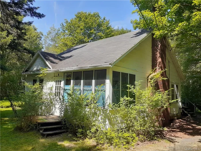 Enjoy peace and quiet in this charming Catskills cabin. So many possibilities! Refurbish to suit your own style. This seasonal home is located in a beautiful setting, surrounded by mature trees. The house features a screened-in porch, classic Catskills hemlock paneling and a cozy fireplace. It also has a spacious attic that&rsquo;s ready for an additional bedroom. A quick, 5 minute drive to the trendy town of Livingston Manor, with its charming shops and restaurants. Additional adjacent 102 acres available.