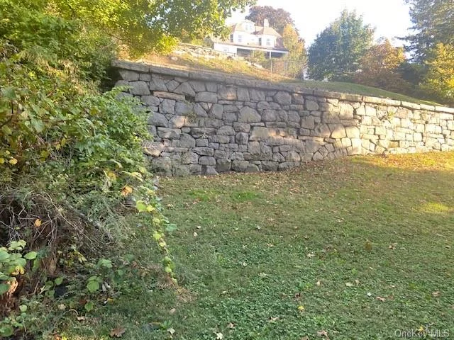 Front view of rear Stone Wall looking West