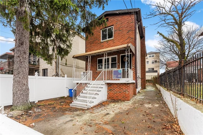 FULLY renovated beautiful Single Family Detached Brick House. Open concept first floor, living room, dining room full bathroom with kitchen equipped with stainless steel appliances, that opens to a large deck in the back shaded by trees. Upstairs 3 Bedrooms, and a full bathroom. Fully equipped with security cameras, and a RING system. Basement has a half bath bathroom and a washer dryer hook up. Room for three cars in the front of the house/driveway.