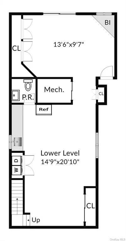 Lower level with summer kitchen and half bath.