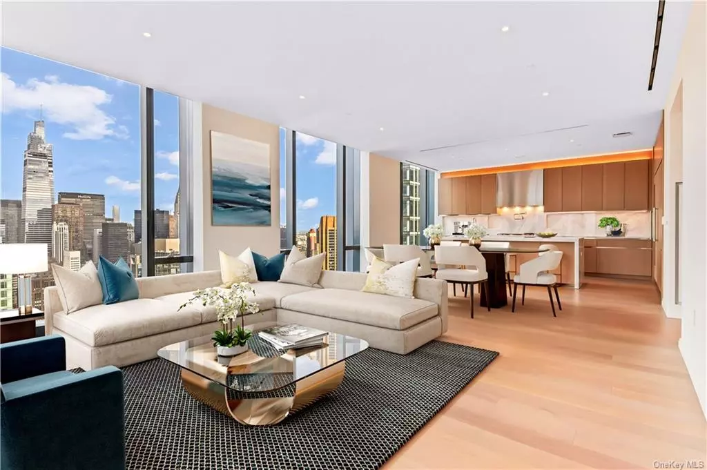 **PLEASE NOTE: Need to show around tenants&rsquo; schedule. Please, reach out for details. AVAILABLE JULY 28, 2023. This stunning 3 BR / 3.5 BTH apartment is located on the 49th floor of 277 Fifth Avenue. Enjoy endless views of Manhattan, its iconic buildings and the Hudson River, from your floor-to-ceiling windows with multiple exposures, facing South, West and North. This spacious half-floor unit occupies the full western facade. The kitchen comes fully equipped with Miele appliance. Multiple storage options all over the unit, including a large walk-in-closet in the master suite. Plus a laundry closet with Bosch washer and dryer. Designed by Rafael Vi oly, this full-service white glove building offers over 7, 000 sqft of amenities including: fitness club with separate training/yoga studio, men&rsquo;s and women&rsquo;s spa with steam/sauna rooms, curated lobby library, entertaining suite, private dining room, kid&rsquo;s club, game lounge, and a furnished and landscaped terrace giving on Fifth Avenue.