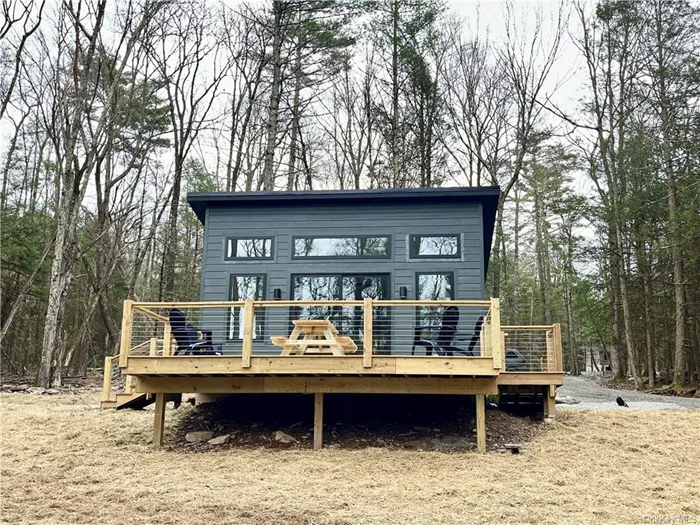 Construction now complete on this 500 square foot marvel. 1 room modern home on 5+ acres a few miles outside of Narrowsburg. Owner will consider financing for qualified candidate.  Designed and built by Catskill Farms. Move right in and Live large in this small home. Furnishings available. Great AirBnb. Surrounded by nature, a perfect little getaway. Kitchen, dining, living, bath, decks and lots of acres.