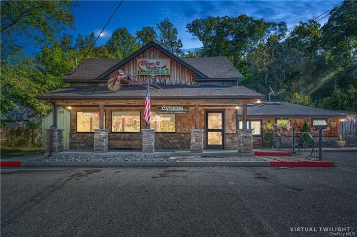 Located on the main street, Bloomingburg Road, this beautiful building is well known and is the home of the Iconic Horse and Sulky Tavern is now offered for sale.  The Tavern is a turnkey for success. New Large scale commercial and residential developments are within 1 mile.  The tavern has an established business with state of the art refrigeration and Ice Machines, Main Floor Walk in a large Keg Room and Cooler. The Wrap around Bar has seating on 3 sides and room for more than 30 guests to sit and enjoy at the bar. Behind the bar is a professional set up with Cold Beer Taps, Soda Machine Dispenser, 4 stainless steel sinks, newer roll top coolers, Prep Stations, center island for register and beautiful cabinets and shelving for the large bar set up.  The sale also includes the Glaco Compression system that has 8 keg lines, walk-in Keg Room, new sinks, Roll type cooler, and freezer,  The dining room has additional seating and is set up with tables and booths.  There are vaulted ceilings, great ambiance and recessed lighting throughout. The floors are durable and updated and the ceilings are beautiful and include wood barrel accents and are vaulted .There is a commercial kitchen with 2 Ovens, fryers, Pizza Oven 4 stainless steel sinks, Prep stations and racks for the professional chef and of course included is the state of the art venting system. There is an outdoor patio and a wrap around cement front porch with stone columns. The establishment has 3 restrooms. There is ample paved parking on the 1.1 acre lot with excellent visibility and easy ingress and egress. All of the tavern owners equipment is included. Vendors equipment is in place and are all money makers and they include the ATM and Juke Box and Lotto machine. This property is located in the Light Enterprise District in the Town of Wallkill and has many permitted uses.