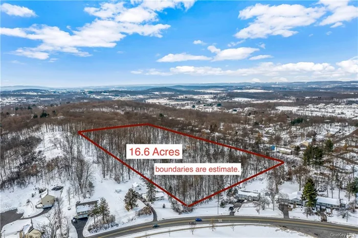 Amazing land!! 16.6 Acres nestled in the Village of Goshen. Previously slated for a 19-lot subdivision, application was not completed. Property is adjacent to the Spring Glen Subdivision across from schools, athletic fields, and a perfect distance to downtown. Goshen, with the Hall of Fame of the Trotter, is enjoying a strong resurgence in downtown activity with festivals, art walks, outdoor dining and garden tours. Bricked crosswalks! Stroll throughout this historic downtown from store to store. Bus stop in the village square takes you to NYC. Train just about 8 miles away to NYC. Legoland and so much more.