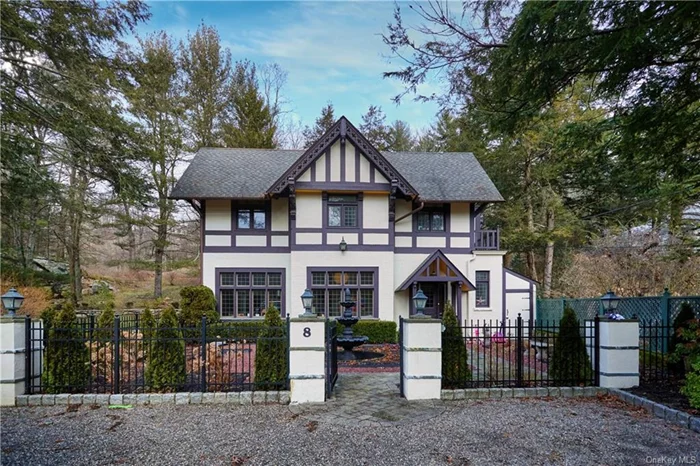 A modern renovated, historic 4-bedroom Tudor cottage within the gated Village of Tuxedo Park NY. The home is set on an oversized level yard with mature trees, picturesque boulders, bushes, plantings and 2023 refreshed classic French garden with plantings and a tiered fountain at the entrance of the home. The home offers over 2, 600 sq. ft. in a bucolic park-like setting, set back from the road. Inside the home, you find 11ft ceilings on the first floor, countless original architectural details, including hardware, doors and windows. The open floor plan includes a spacious living room with very large windows that allow so much light, and a wood burning fireplace, a casual dining area, and a chef&rsquo;s kitchen. Side doors leading to two beautiful entertaining patios and a side lawn. The primary bedroom has an en suite bathroom and four closets. Two additional bedrooms share a hall bath. There are ample closets and storage and laundry room on second floor. A fourth bedroom on third floor has its foyer and full bathroom. Central Air Conditioning throughout second floor. Full unfinished basement and a walk-in attic allows for ample storage. Driveway able to hold 4+ cars. Tenant responsible for all utilities, snow and lawn maintenance. At lease signing, tenant required to pay first months rent, one month security deposit, and one month realtor fee. Subject to background and credit check. No pets. House is available for sale or for rent. Please inquire.