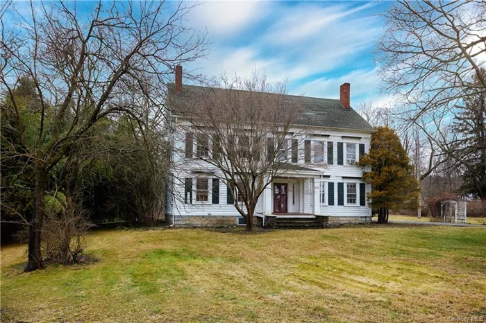 An incredible historic farmhouse property circa 1800, Set on 4.8 wooded acres with mature trees and landscaping. A large two story barn sits nearby to help cultivate your creativity, act as workshop space or house a car collection. The home is entered through a gracious hall with a sweeping staircase. The hall opens to the living room and dining room that have been designer-renovated with large windows all around, custom millwork, and new electrical. The rest of the main level has a spacious eat-in kitchen and substantial pantry and serving space that is perfect for entertaining, and a cozy living room off the kitchen. With over 4000 sq ft, there is a fireplace, 5 bedrooms, 2 upstairs options for bonus spaces, and 2 full and 1 half baths. Plus a wonderful library on the first floor with beautiful built in cabinetry. Original wide plank wooden floors throughout the house, ample closet space, a finished basement space. Llarge original moldings, original fireplace mantles, original oversized poured glass window panes, finished and unfinished space in the basement for ample storage.. and more! Enjoy outdoor living on your 12 x 24 ft deck overlooking your backyard. Your yard offers ample space for a garden and game playing. Staycation within easy distance to Downtown Warwick, nearby hiking, golf, farmer&rsquo;s markets, wineries, breweries, restaurants, and skiing. Conveniently located for commuting and within 45 miles to the GW Bridge.