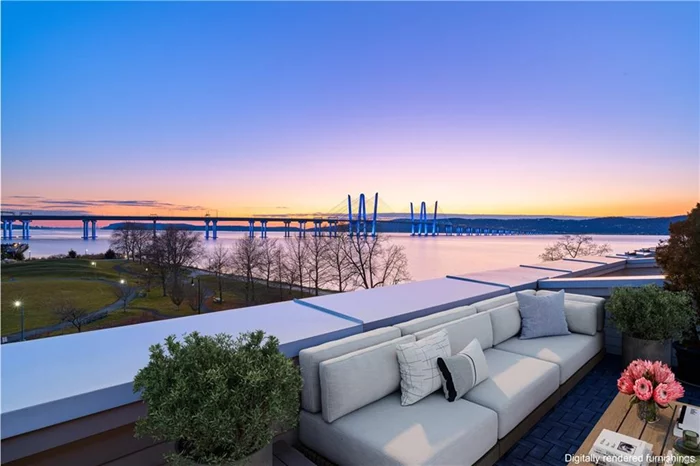 Westchester&rsquo;s most fortunate residence. Low taxes, $27, 617. Riverfront. Parkfront. Maintenance free.  Implausible as it may seem, the views, convenience, and waterfront lifestyle of Hudson Harbor come at a discount. Condominiums in Westchester County are assessed differently than single-family homes, which equates to a very substantial tax savings.  In a single panorama, the home offers direct views of the Hudson River, the new bridge, Pierson Park, the Tarrytown Marina, the Palisades, the George Washington Bridge, and the Manhattan skyline.  All views are unblemished by road or rail. All are unobstructed. All are protected. All are forever.  By day, the Governor Mario M. Cuomo Bridge awes as $4-billion structural art. By night, it wows as a 3.6-mile light show.  Metro North&rsquo;s renovated station and 40-minute express commute to Grand Central await not 300 meters away.  A fitness center and a pair of swimming pools are on site. As are a pair of restaurants - Rivermarket and Hudson Farmer and the Fish - which are no strangers to adoring features in Westchester Magazine. Eclectic Tarrytown satisfies all palates and budgets, ranging from local favorites along Broadway and Main Street to the two Michelin-starred genius of Blue Hill at Stone Barns.  With multiple floors and an elevator to move effortlessly between them, 153 W Main Street offers an abundance of gathering and private spaces. There is 3, 623 SF of meticulously maintained home, 254 SF of which is a flex room on the terrace level that is finished, except for the floor, that beckons a home gym, a fifth bedroom, or ample storage. Ten-foot ceilings on the parlour floor, and nine-foot ceilings on all others, enhance the overall sense of grandeur.  As history suggests, 153 W Main Street is a rarely available opportunity. We invite you to schedule a sunset tour today.  Images by Daniel Wang Photography. Specific photos are digitally staged by the Spotless Agency as designed by Stephen Roth.