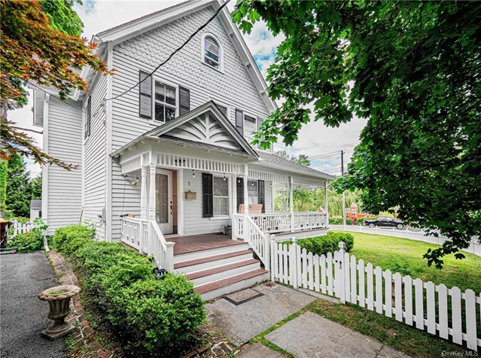 Vintage Victorian in the heart of Warwick&rsquo;s vibrant village!! This remarkable home is literally steps to the delightful Stanley Deming Park and a mere five minute walk to Main Street! You&rsquo;ll be smitten with both its historic charm and modern updates. On the ground floor, discover a circular flow through arched passages that connect a spacious living room with dining area, built-in glass cabinet with wine glass rack and an adjacent chef&rsquo;s kitchen. Travertine floor, steel sink with window, and tan granite countertops accent the beautiful cabinetry. Anchored by a gorgeous granite island, you will enjoy cooking on the high-end Fratelli Onofri range with a pasta filler, new Bosch dishwasher, and large brushed metal Whirlpool fridge with water filter and icemaker. A convenient powder room located off the kitchen is next to a separate back entry mudroom. The downstairs rooms each have distinctive lighting, with a modern &rsquo;star&rsquo; in the living room, a cascading mini-chandelier in the dining area, and in-ceiling downlights in the kitchen.  Head upstairs a globe-light sculpture fills the stairwell with light to three spacious bedrooms and full bath, with tub. A circular flow between two larger corner bedrooms captures the beautiful north, eastern and southern light. The master bedroom has a walk-in closet with built in cabinetry. The adjacent corner bedroom has a built in closet. Unique ceiling light fixtures enhance the two larger bedrooms. Farther upstairs, the roof outline is mirrored inside a large finished attic, with ceiling fans and two extra adjacent storage spaces. The entire house has exterior storm windows and screens.  Outside, you&rsquo;ll find an outdoor stone patio, ideal for entertaining with: oversize side grassy yard, mature trees, lilac bush, a 50+ year old peony planting. Aromatic hedges surround the house. An outdoor storage shed faces the patio.  Recent upgrades include: complete exterior painting in 2023 including the classic wrap-around front porch and the proverbial white picket fence! The chimney received a brand new stainless steel chimney liner (2018) and new cap. Also installed in 2022, a new clothes dryer; new hot water heater; and a whole house water filter. The gas furnace has been maintained yearly by Wallace Oil; a Google Nest thermostat provides house wide radiator heating control; and an existing ADT security system with motion sensors on doors and networked smoke detectors is ready for reactivation. WARWICK AWAITS - What are you waiting for???