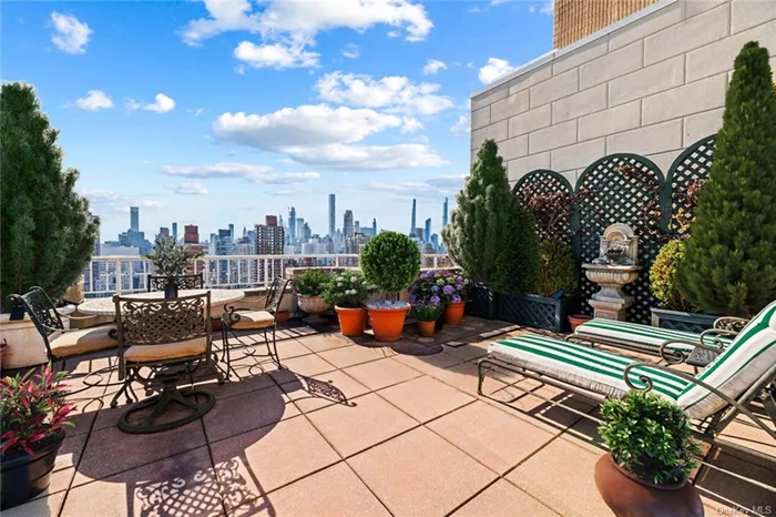 Welcome to your exclusive haven in the heart of the Upper East Side which sprawls across 2095 square feet of indoor living space, a 466 square foot private rooftop terrace and two additional south facing balconies. This stunning Triplex Penthouse with a townhouse style layout is perched high in the sky ensuring exceptional and unobstructed panoramic views of the city from South and East exposures. This unique gem occupies the top 3 floors (30, 31 & 32) of Hampton House Condominium where you can marvel at the mesmerizing cityscape views day and night from the comfort of your home.  You will be delighted upon entering the 31st floor and making your way to your one-of-a-kind great room with its awe inspiring views of the city showcasing the East River and Manhattan&rsquo;s iconic skyline. This living/dining space bathed in glorious sunlight is perfect for entertaining or comfortable living and features soaring 10 &rsquo;8 ceilings, a south facing balcony, gleaming herringbone oak floors, crown moldings, a unique TV/mirror, a wood burning fireplace, and both solar and mylar motorized shades. The pass-through kitchen has marble countertops, marble floors, and is equipped with top tier appliances paired with custom cabinetry. Above the kitchen is an attic providing 475 cubic feet of additional storage space. An elegant marble powder room is also found at the entrance on this floor. Downstairs on the 30th floor is the bedroom wing of this home with an abundance of storage space and a clothing carousel hidden under the staircase. The two quiet sun-filled bedrooms on this level, each with its own en-suite marble bathroom, offer comfort and privacy. The corner bedroom features a private balcony and full East River views framed by oversized wall-to-wall windows. Up on the 32nd floor is your skylighted Solarium which is currently set up as a home office but can easily become your cozy den leading to a private haven, the 466 square foot roof terrace with an irrigation system and a retractable awning. This peaceful outdoor sanctuary is a perfect spot to unwind and watch boats go by on the East River while admiring spectacular sunrises and sunsets. Full service living at Hampton House Condominium comes with a friendly professional service team, 24/7 doorman, concierge, and a wonderful live-in superintendent. Completing the package, the building amenities include an indoor pool and hot tub, a rooftop health club, and two saunas in addition to a laundry room on the lobby level (W/D permitted in unit with approval). Pet friendly. Don&rsquo;t just dream of luxury; live it. Reach out to schedule your private tour today. Real Estate Taxes do NOT reflect the 17.5% abatement for primary users. There is a current monthly assessment for capital projects.