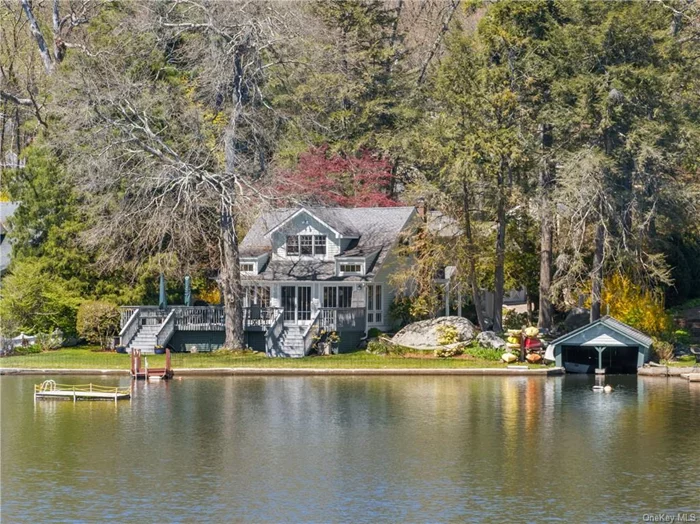 RARE WACCABUC LAKEFRONT. Over 100&rsquo; of frontage on pristine Lake Waccabuc. Incredible waterfront living with panoramic views of the water. Circa 1920 Lakehouse, completely rebuilt and redesigned to capture the water view. Spectacular Great Room with stone fireplace and walls of windows overlooking the lake. Chef&rsquo;s Kitchen with vaulted ceiling and large center island. Sun-filled Family Room with built-ins. Primary Suite with water views and private Bath. Second Bedroom and Office/Third Bedroom sharing newly renovated Hall Bath. Fabulous terraces and wrap-around deck for water front entertaining. Rare boathouse, float and private dock with ladder for easy swimming, boating, paddleboarding and kayaking. Beautifully landscaped grounds with mature evergreens, Rhododendrons, Andromeda and flowering hydrangeas. Separate Studio with loft and Bath the perfect Home Office or Guest Quarters. An absolutely incredible offering!