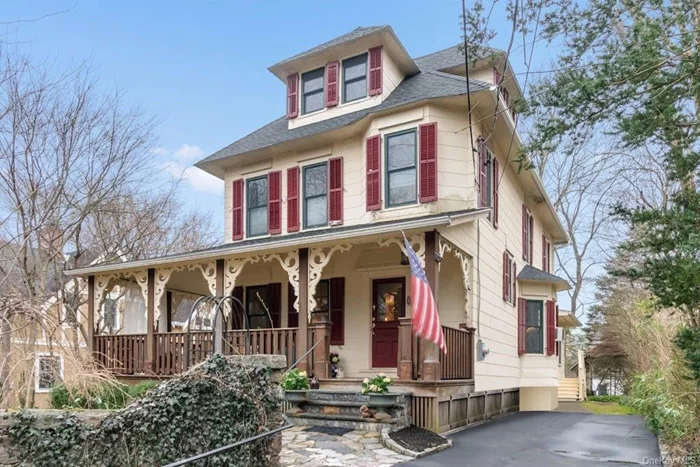 This Traditional Colonial home is on level property in a residential neighborhood, walkable to shops and train in the Village of Chappaqua, and features impressive curb appeal with a welcoming wrap-around covered front porch. Natural light fills the space with an entry foyer opening to the main living room and dining room, den, and kitchen. The addition of a family room and a full bathroom complete the main level with access to the level backyard. An updated full bathroom with heated floors and glass door shower on the 2nd level. Hardwood floors throughout both levels. Easy access to the walk-up attic and a full unfinished basement offers ample storage and potential for future finished space. A private and level backyard with a covered patio/gazebo perfect for entertaining. This home has been cared for and well-maintained by the same family for 50 years. New roof (2020) and connected to town sewer.