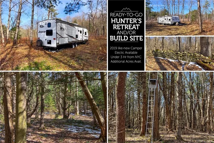 *** Calling all hunters! *** Discover 6.13 acres of pure wilderness bliss on a charming country road, complete with a 2019 Jay Flight trailer. This hunting haven is not just a camp  it&rsquo;s your ultimate escape space or potential dream home site. With electrical service available on the road and the foundation of a driveway laid out, your adventure retreat is ready for you. Located just outside the picturesque town of Stamford, New York, this prime spot is less than a 3-hour drive from the GWB. Embrace the call of the wild and make this your personal sanctuary for outdoor thrills and tranquil living.