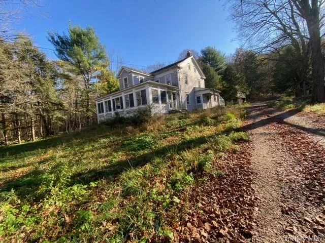 Charming farmhouse on 62.95 acres with a large barn.  Enclosed front and back porches, amazing upstairs Master suite with vaulted ceilings and beams. On a very large lot partially fenced. Three Bedrooms 3 baths Pine Plains School District