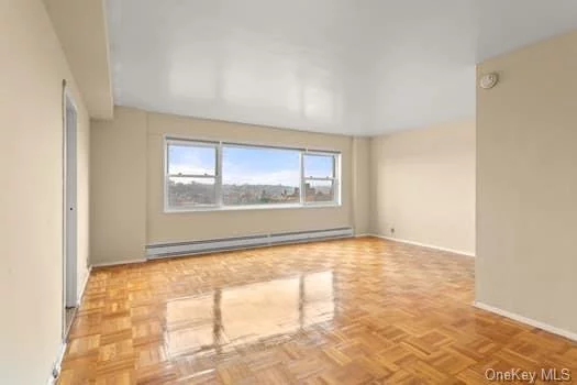 This two-bedroom unit features a master king-sized bedroom with water views and multiple windows in each bedroom. The secondary room can equip a queen-sized bed with a bedroom furniture set. A magnificent water view of both the Harlem river, and eyeshot of the Hudson River Bridge from the L-shaped dining and living room combo. Key feature of this complex is the gated community with 24 security and its astonishing well-kept landscape. The home includes an updated bathroom, original stainless steal kitchen cabinets with a modern backsplash design. The hardwood flooring has been expertly finished, and overall sustainable original details with updated touches throughout. (MAINTENANCE INCLUDES ALL UTILITIES AND TAXES). This gated complex features 24/7 security, a newly built Fitness Center (Gym) inside this high raise, a community manager, a full-time superintendent, multiple laundry facilities, a residence-only playground, a parking garage adjacent to the complex(owners receive discounted rate), multiple community rooms, and outdoor garden seating areas just to name a slew of amenities. Accessible mass transit; buses, trains 1, 4, and D, as well as the Metro North. Schedule a Tour.