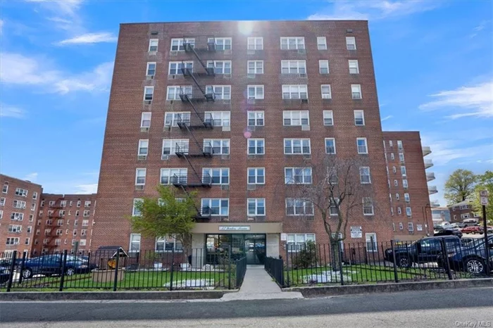 This moderate 1bedrm units is well kept. The building is well maintain, building sits off the main street on Yonkers Terrace. When approaching the building when spring has spung you see a wonderful flowered garden. The Lobby has a wonderful waterfall with marble flooring. Efficient laundry room. Building has two elevators on each side. Summer fun with inground pool. Two parking outdoor lots in the front and rear and indoor garage, street parking. Police station next door. Security cameras thru-out building. Markets, eateries, pharmacies, etc., Prime location... walk to Metro-north as it boarders Mount Vernon. Close to major parkways and highways. On-site super.