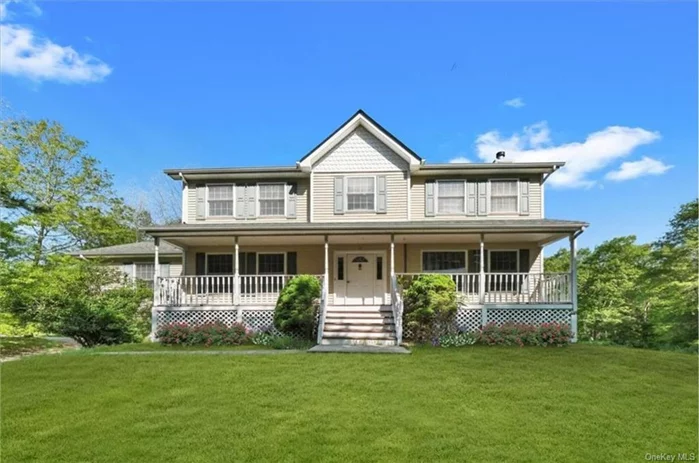 This spacious home boasts a central-hall entryway leading from a welcoming front porch. Inside, a flowing layout features a dining room, living room, and an eat-in kitchen with an island that opens to a generously vaulted family room. Perfect for entertaining, the kitchen offers easy access to the porch. A full laundry room, lavatory, and a large office complete the first floor. Four bedrooms with ample closets and two baths provide comfortable living space upstairs. The full basement with a grade-level door and a two-car garage offer additional storage and potential for future expansion. Majestic white pines create a serene buffer between the house and the road, adding to the property&rsquo;s charm.  Don&rsquo;t miss out on the oppotunity, Schedule your showing now!!