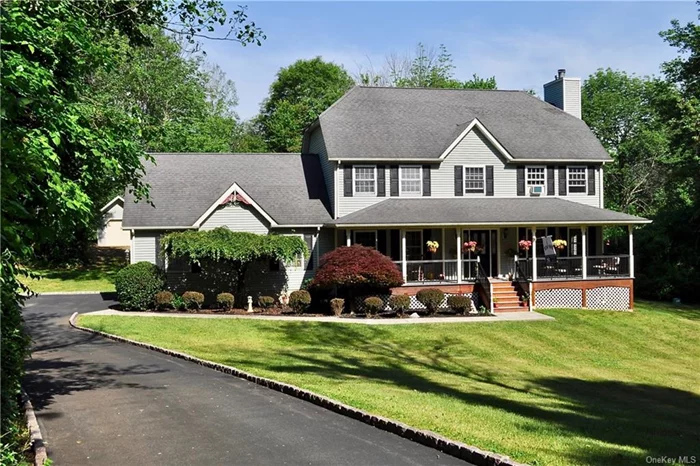 As you approach this magnificent home you will be welcomed by the well-maintained driveway lined with cobblestones, the beautiful manicured landscaping and 1.4 acres of privacy. Out back, the 850sqf. 3-car garage will thrill car enthusiasts or set up that workshop you always wanted. Inside, you will notice the gleaming wood floors that lead to the oversized Living/Family room that will accommodate your largest furniture set. The open kitchen has an abundant amount of cabinets, an extended island and plenty of countertop space. Host a B.B.Q. out on your back deck while enjoying the privacy of your level backyard. The Primary Bedroom suite has a whirlpool tub and (13&rsquo;x6&rsquo;) walk-in closet. Additional bedrooms are also a great size. Basement has 2 finished rooms approx. 800+sqf, and another 300+sft unfinished. Home boasts: A/C Ducting, Elec. dog fence, 1st fl in-wall speakers, 10ft wide garage doors on home, Trex-style front porch, composite railings and so much more. Sizes are approximates