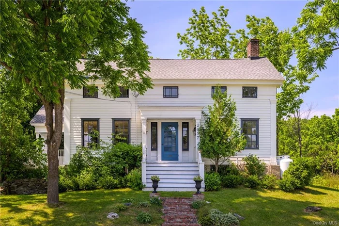 Purchased by the Foster family in 1790, this property encompassed the majority of what is now the Historic Hamlet of Hillsdale. Sited in the center of the Hamlet, this Greek Revival home, built in 1810 by Isaac Foster, who inherited the land from his father. Prior to 1790, the property was in the family of Catherine Van Renssalaer Schuyler - mother-in-law of Alexander Hamilton. The home has been recently renovated to preserve its historic value as the third oldest house in town.  With its large backyard and mature trees, the property was fully restored to respectfully celebrate its grandeur and elegance. This designer-ready,  stylish farmhouse offers a unique opportunity to anyone wanting a turnkey property in the majestic Hudson Valley.   The renovation included a new dual-zoned centralized heat and cooling systems, new plumbing, electrical wiring, water heater and furnace, structural re- stabilization, and a replaced roof. All new appliances were installed, including an upstairs laundry space with stacked Samsung washer and dryer. The walls, plaster and paint have been fully re-finished. Antique glass was used to restore the period windows, and original wood flooring was kept and restored to offer warm and cozy interiors.   Upon entering, there are warm oak floors, view of both the living-room and formal dining room, windows&rsquo; with unique casings, an example of Greek Revival design, and the fireplace features two original miniature carved Greek friezes guarding either end of the mantel.  The spacious kitchen, a walk-in pantry, granite countertops, new Bosch appliances, and informal dining space. Carrara marble in both bathrooms with a full suite of traditional-styled fittings. The primary suite features a vanity set, soaking tub, separate shower. There can be up to 4 bedrooms, (including a first-floor mother-in-law style apartment with private entrance and bathroom with a shower). The home offers a flexible floor plan for use as a residence, a business, or dual use - the building is zoned as both commercial and residential.  Situated halfway between Hudson, NY and Great Barrington, MA, walking distance to amenities of Hillsdale Hamlet, a general store, florist, kitchen store, brewery, restaurants, coffee shops, and grocery store with wine shop. Catamount skiing, hiking trails, lakes, and walkable access-point to the Rail Trail.