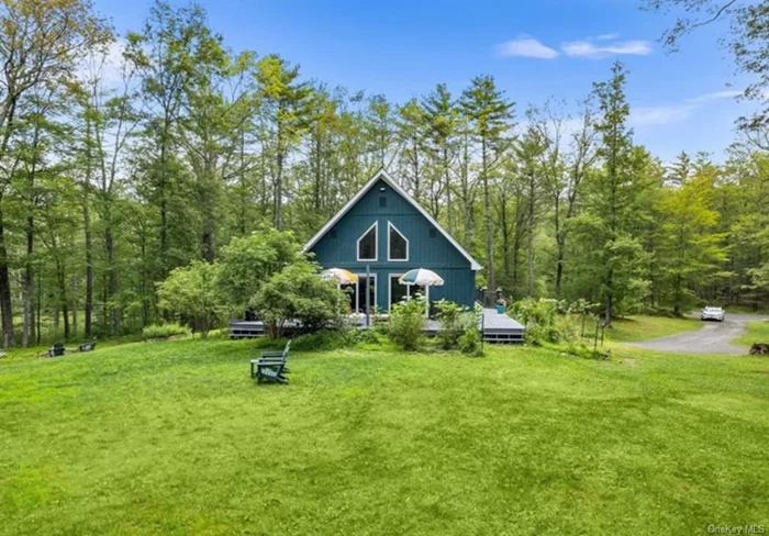 Experience serene mountain living in this contemporary chalet nestled on an expansive 8-acre lot in West Hurley, NY. Embrace tranquility with panoramic views and a wrap-around deck perfect for relaxing or entertaining. This unique home offers two bedrooms and 1.5 baths on the main level as well as a spacious primary en-suite with a full bathroom on its own level for ultimate privacy. Enjoy the convenience of a main-level laundry room and ample storage throughout. Ideal for those seeking a blend of modern comfort and natural beauty, this property promises a lifestyle of peace and serenity amid picturesque surroundings. Conveniently located within a short 15 min drive to artistic Woodstock and historic Kingston areas.