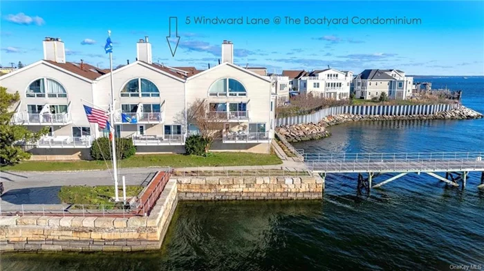 STUNNING WATER VIEWS 2 bed / 2.5 bath CONDO Exceptional waterfront condo with a most artistic and high-end renovation - designed with innovative brilliance, open concept living, dining & kitchen, 2 bedrooms, office space, 2.5 bathrooms. Open water views and masterful architectural details such as a floating staircase, curved walls & stainless-steel details. A chef&rsquo;s kitchen fully equipped with Sub-Zero fridge/freezer, double ovens, two sinks, pull-out pantry, endless counterspace & cabinet storage. Additional conveniences such as a second-floor laundry area, direct garage access, large attached storage space, and a Koi-Pond entrance complete this remarkable home.  This condo has straight interior stairs which can be fitted with a stair-lift for convenience.  The Boatyard Condominium is the only 24/7 manned, gated complex on City Island. Truly unique with a large pool overlooking The Sound and a stunning private pier and Captain&rsquo;s house, exclusively available to its residents.