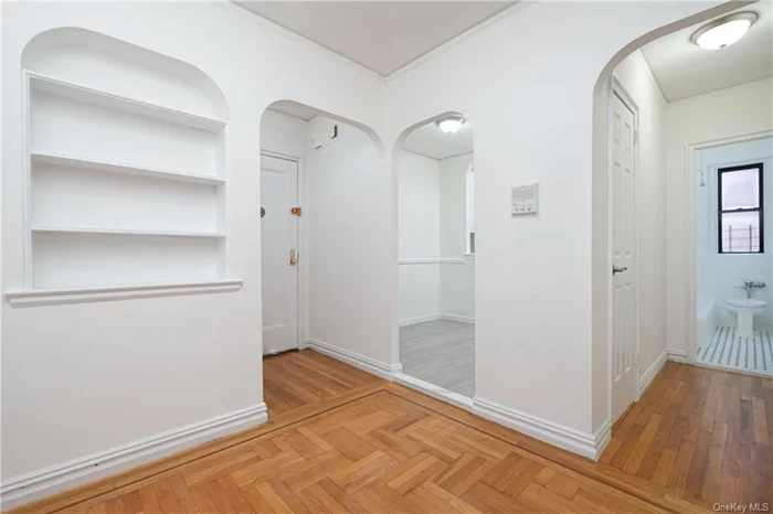 2685 CRESTON AVE #5-A, BRONX, NY 10468 - 1 BED /1 BA SPONSOR UNIT (No Board Approval) 735 s/f (approx.) west & south south-facing unit: Entry Hall w/ WIC, Dining Foyer, sunken Living Room w/ original basket-weave parquet floors, plaster arches, windowed EIK & Bath; Hall w/ closet, corner Bedroom w/ (2) closets & (2) exps. Art-Moderne elevator building attributed to architect H. Herbert Lilien, ca. 1940. Well-managed, meticulously maintained 6 story, 73 unit co-operative. Main Lobby features: Machine Age terrazzo floor, &rsquo;Rosso Antique&rsquo; marble walls, plaster moldings & niches, new elevator cab w/ original embossed door. Actual $974.55 Maint. incls. H & H/W. Resident supt. & on-site laundry. Convenient to Kingsbridge/Fordham Road & Grand Concourse shopping, MTA XP/local buses, IND B/D & IRT #4 Subway Kingsbridge Road station. Midtown NYC in under 30 minutes! SUBLETTING ALLOWED AFTER 2 YEARS RESIDENCY w/ BoD APPROVAL. Make this yours for just $33K cash down. No Pets/No Investors, please.