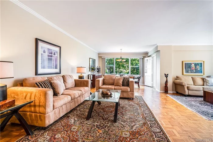 A must see two bedroom, two bath end unit in the sought after Bronxville Knolls Tower. This luxury, well maintained building is so convenient! Located next to major highways, shopping and so much more! Welcome as your enter into your oversized entryway leading to your bright, inviting living room, family room and dining room. Get ready for entertaining in your eat in kitchen with stainless steel appliances and well crafted cabinetry. Enjoy reading a book in your serene, peaceful sunroom. Master bedroom has en suite bathroom and walk in closet. Second bedroom is spacious with tons of closet space also. Ample closet space and storage throughout the apartment. Amenities such as a doorman, garage parking, visitor parking and laundry unit are just some of the conveniences of this building. This apartment is going to have its heating and cooling system upgraded by the building for 2025. No charge to new buyer.