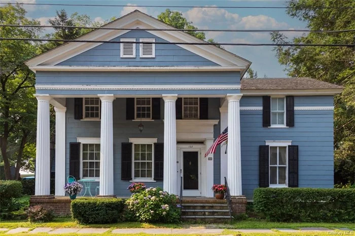 In the Village of Rhinebeck sits a 1830&rsquo;s Greek Revival residence full of grace and heritage. Behold the grandeur of 2-story fluted columns adorning the entrance, an understated yet stunning feature. Inside discover an impressive 11-room layout boasting 3 bedrooms and 2 full baths. A formal dining room graced with a propane fireplace. All the while the front parlor whispers tales of bygone eras. Original double-hung windows adorned with storms and screens frame authentic Greek Revival details etched in the trim and moldings. Revel in the allure of wide-board floors and solid wood doors with period hardware. Efficiently heated by Victorian cast-iron radiators powered by an oil-fired furnace (2007), this home embraces comfort with a nod to tradition. The resilient fieldstone foundation stands as a testament to its enduring strength. A spacious full dry basement, accessible from within or from outside. The detached 2-car garage with attic space beckons as a potential studio along with an attached carport, all set on a generous .31-acre lot. The property&rsquo;s lush landscape offers both space and privacy with room for a pool. Just out the front door, your sidewalk leads to the center of the village where shopping, dining and culture abounds. Notably, this majestic residence proudly graces the National Register, a testament to its historical significance. Unveil the charm and legacy of Rhinebeck Village within the walls of this one-of-a-kind, historical masterpiece. 24 hour notice strongly suggested.