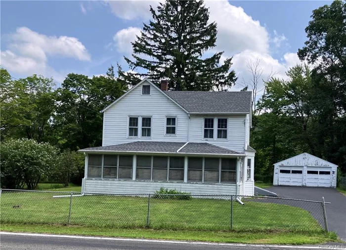 With its picturesque farmhouse form, & graceful center hall Colonial layout, this turn of the century classic triggers the imagination. Visualize an antique aesthetic artfully enhanced by comfortable modern convenience. This can be your creation! Hardwood flooring is under at least some of the colorful carpeting, a sizable enclosed porch runs the width of the house front, and a large mud room at the back entrance houses the plumbing, etc for washer & dryer. The kitchen needs new appliances, but is a wonderful square shape that is perfect for a re-created, heart-of-the-home country kitchen. Set on a lovely, level quarter acre with a backyard that boasts summer privacy, the home is located in what feels like a quiet, rural area, yet its very convenient to charming historic Kingston.