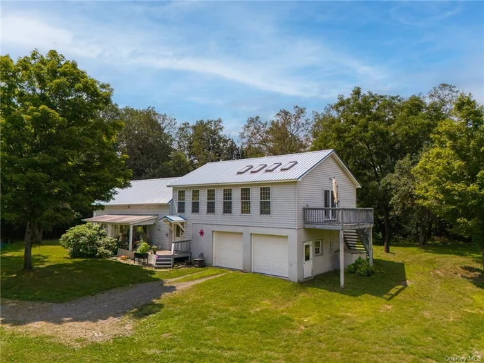 Property sits on both sides of the road and also fronts on County Route 51 as well! Property consists of Black Walnut Trees, Apple trees and Rows of Sunflowers that creates a breathtaking view. Home is located just past the town of Oneonta and not too far from Cooperstown. Butternut Creek runs through the property 20x40 Barn as well and much more.  Custom blinds, sky lights radiant heat in Bathroom & garage, wood stove. Huge Primary bedroom with balcony, office & bathroom. Kitchen has an island another area for cooking as well as a double oven. Butternut Creek runs through the property 20x40 Barn as well and much more.