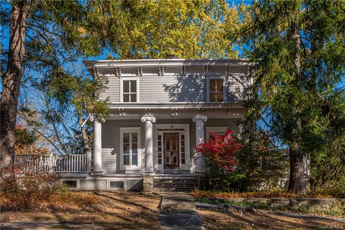 Circa 1867 Italianate Victorian featuring Ionic columns and classic wide projecting cornices with heavy brackets and ornate windows, porches, and doorways. Unspoiled by updates you will relish the grandeur and grace of the period, a treat for the purist at heart. Perched at the highest point on the property to capture the distant horizon and sweeping lawns ... if you are looking for a commanding presence, look here. Potential pool site and huge garden site. 2 story barn houses the 2 car garage, workshop and storage galore. 2 cottages embellish the property (thoughtfully tucked away) the first was originally an art studio, updated in 1970 with soaring windows, kit, bth and loft br, the second is a charming 1-2br cottage making this estate an ideal family compound or collect rent to offset taxes and more! Convenient to park (loaded with amenities), shopping, schools, TSP and EZ Croton Harmon commute. This is truly a rare and precious find. Come see ... bring your heart and your vision.