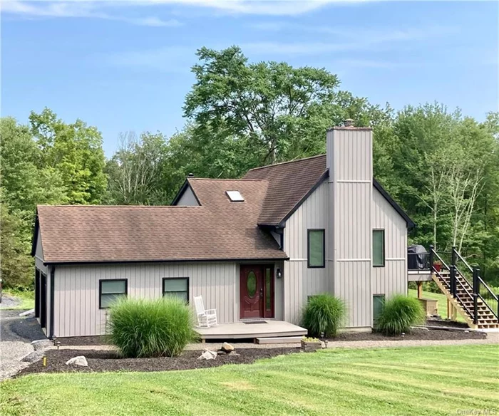 Welcome to this recently redesigned, multi-level, contemporary home. Nestled on almost 2 acres, between the Hamlet of Gardiner and the Village of New Paltz, hop on the rail trail which takes you to either destination. Desirable, main level open floorplan, and ample additional recreation room, opens up many opportunities to suit your needs. Although the house was built in 1985 the current owners renovations have ushered it into 2024! Before stepping inside you will notice the modern black framed, efficient windows, new siding, oversized gutters and insulated garage doors,  (2022). Exterior is enhanced with the recently refreshed, low maintenance landscaping. New flooring throughout; main level sturdy laminate, lower level &rsquo;wood-look&rsquo; ceramic, and baths are both tiled. Bathrooms were both taken down to the studs, re-plumed with Pex water lines, insulated, sheet rocked and finished with stylish tiles and fixtures (22/24). Recessed lighting throughout, plus 6 panel wood doors and trim. Maytag washer/dryer, with new water system consisting of filters, softener and pressure tank since 2022. New sliding glass doors with interior blinds leads you to the over sized 15&rsquo; x 25&rsquo; Timber Tec deck, just completed! Cherry cabinets, quartz counters, stainless appliances and brand new Frigidaire dishwasher complete the kitchen. NEST system protects the home with smoke and carbon monoxide detectors. Large shed for all the toys and enclosed veggie garden complete this amazing offering! Location is prime, quiet country road, just minutes to town centers! Minutes to the Thruway, and area attractions and restaurants. Minnewaska, Mohonk, Wallkill Valley Rail Trail and the Walkway Over the Hudson just a short drive. Opportunity to indulge in the bounty of local farm markets, wineries and breweries. Come take a look, this one won&rsquo;t last long!!!! Generator under deck and freezer in garage DO NOT CONVEY.