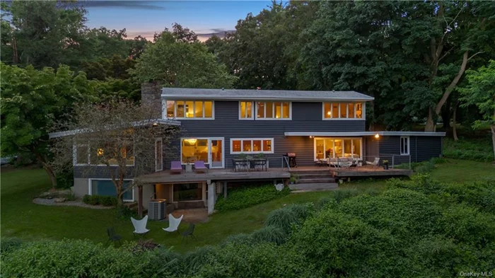 Architect designed & built in 1947 for Albert Furth, a Time Magazine executive who moved east from Los Angeles, this Chappaqua fully furnished rental brings California living to the heart of Westchester. A classic west coast mid-century design, featuring a bank of glass windows, a length-of-the-house mahogany deck and sleek kitchen designed expressly for the home chef. Step into the main level and be greeted by an expansive living room adorned with captivating angles and centered around a cozy wood-burning fireplace. It is furnished with rare curated pieces by modernist designers like Eero Saarinen and Paul McCobb. The dining area seamlessly transitions into the custom kitchen or to the deck to enjoy al fresco dining a den and a full bath round out the first level. The second level features a primary suite with a re-imagined bath and a spacious walk-in closet. The two additional bedrooms on this level overlook the private and serene backyard while sharing a well-appointed full bath. The lower level boasts a mini gym and bonus space with a walk-out to the lower level patio as well as an additional bathroom. The home, with a two-car attached garage, sits on just under an acre of spectacular grounds on a quiet street and provides unobstructed sanctuary views, privacy, and a meditative setting. Conveniently located within walking distance to town and train (just 50 minutes into NYC). The property is also available unfurnished if desired and can be ready for a move-in at the start of the Chappaqua school year. You don&rsquo;t want to miss this rare offering.