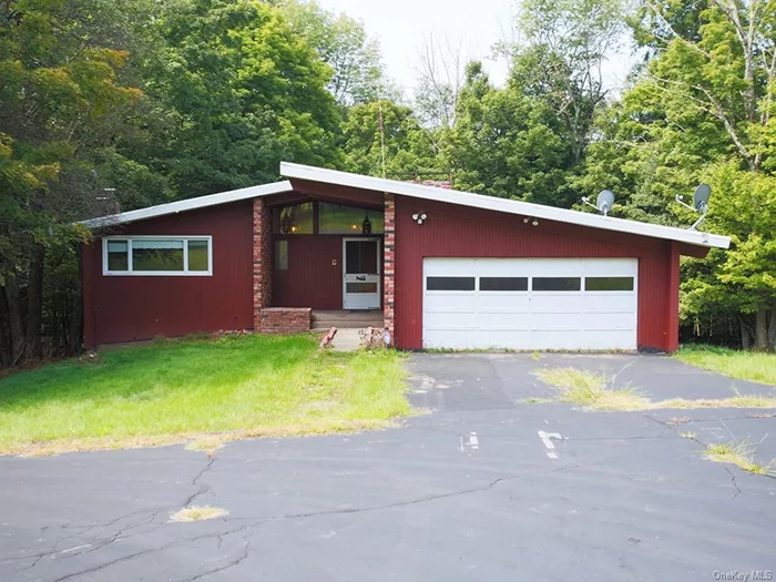 Reminiscent of the Brady Bunch days this contemporary 1970&rsquo;s ranch needs some love and attention. Looking for a project? Just under 3, 000 sq feet with its custom floor plan and plenty of space for entertaining. First floor consists of a full bath, bedroom, primary bedroom suite with separate bath, dressing room, tub and stall shower, with lots of closets. Kitchen, with its butler pantry, dining area with closed in screen porch and sunken livingroom with vaulted ceilings, floor to ceiling windows and skylights for added natural light. Fireplace has an insert. Lower level consists of a billiard room with bar, seating area and an additional bedroom and home office and second fireplace in a family room with sliders to the in ground pool. Outside consists of a long private blacktop drive all situated on 14 acres.