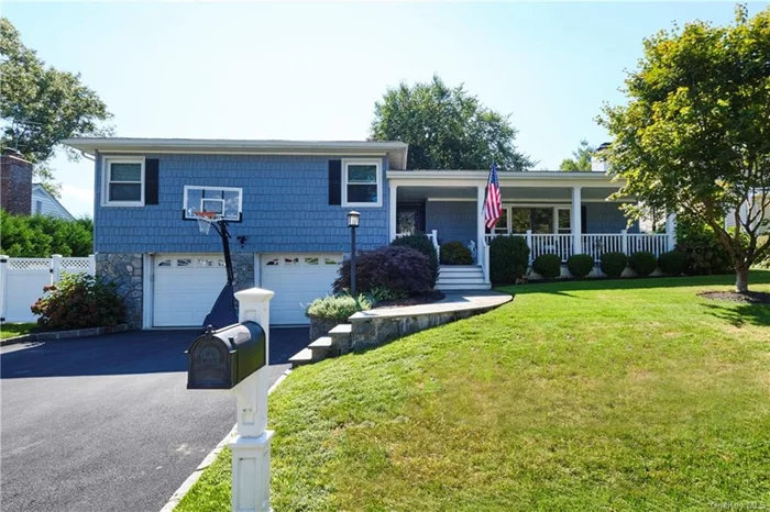 Welcome Home to a stunning & spacious split-level featuring an open floorplan & cozy front porch. Meticulously maintained w/ entry that leads you to a large LR with custom built-ins warmed by a marble wood burning fireplace. The Heart of the home, the kitchen & breakfast nook, seamlessly connect the dining area w/ 2 sets of sliding glass doors leading to a backyard oasis, complete with a spacious deck & patio, outdoor tv, heated salt water inground pool w/ spill over hot tub, perfect for entertaining! A bonus light filled family room rounds out the main level! The upper level offers an ensuite primary bdrm with WIC & 2nd double closet, 2 additional bdrms & modern main bath. Lower level, boasts a 4th bdrm perfect for guests, cozy family room/office, large laundry w/ storage & utilities. Freshly painted main level with vaulted ceilings, beautifully landscaped yard & new HWH 2024. This home offers both privacy & convenience to all! HIGHEST & BEST WEDNESDAY, 9/18, @ 2PM!