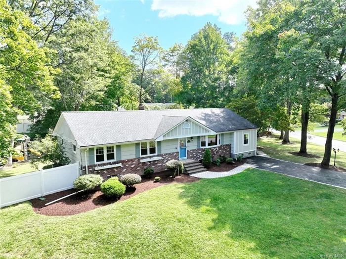 Welcome to this exquisite, fully renovated Ranch-style haven, nestled in the North Clarkstown School District!  Boasting stunning curb appeal, a fenced-in backyard, separate outdoor gas line, a stunning stone patio perfect for relaxation & entertainment. As you step inside, you will be greeted by the long hallway and the warmth of existing hardwood floors throughout the first level, perfectly complemented by an open floor concept & oversized windows. The beautifully updated kitchen is a culinary dream, featuring high-end cabinetry, a double sink, stainless steel appliances, & gorgeous countertops. The main level also showcases a large family room, office space, master BD with a renovated private full bath, 2 additional bedrooms with plenty of closet space, and an additional beautiful large bathroom. Lower level offers an incredible 1, 400 sq ft of living space, complete with an additional bedroom, full bath, family room, laundry room, & walk-out access. Additional highlights include a few yrs old roof & updated home mechanical systems, ensuring a worry-free living experience. Conveniently located near shopping, schools, restaurants and easy commute to NYC